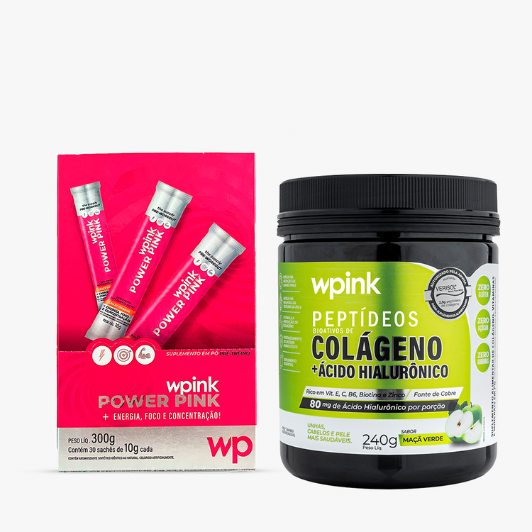 Pré-treino laranja + Colágeno Maçã Verde