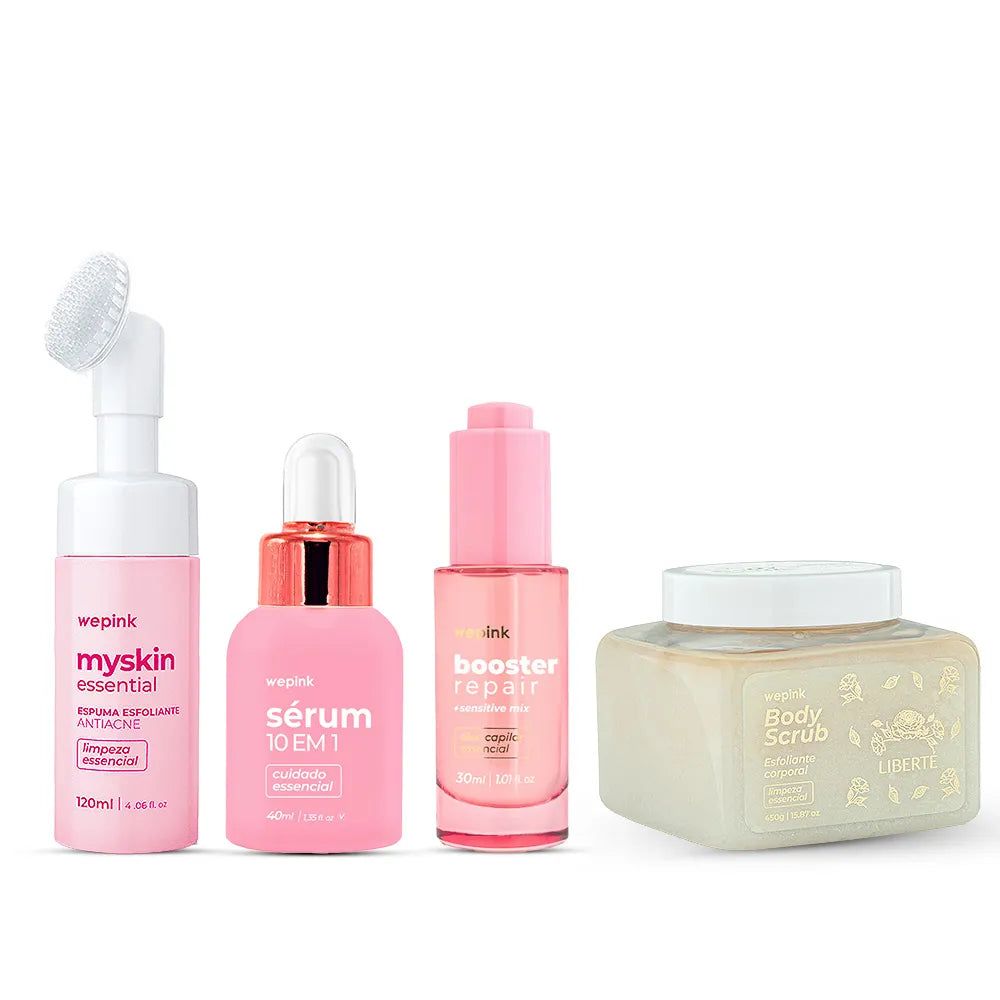 Kit Sérum 10 em 1 + Booster + Myskin + Scrub Liberté - Wepink